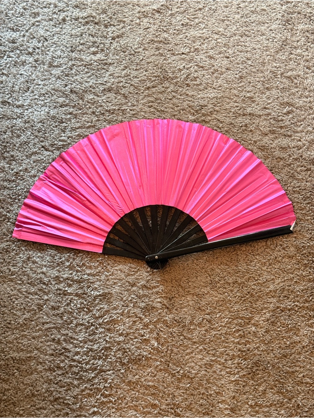 Pink and Foil Silver Hand Fan with Black Frame - Where them fans at- snap fan